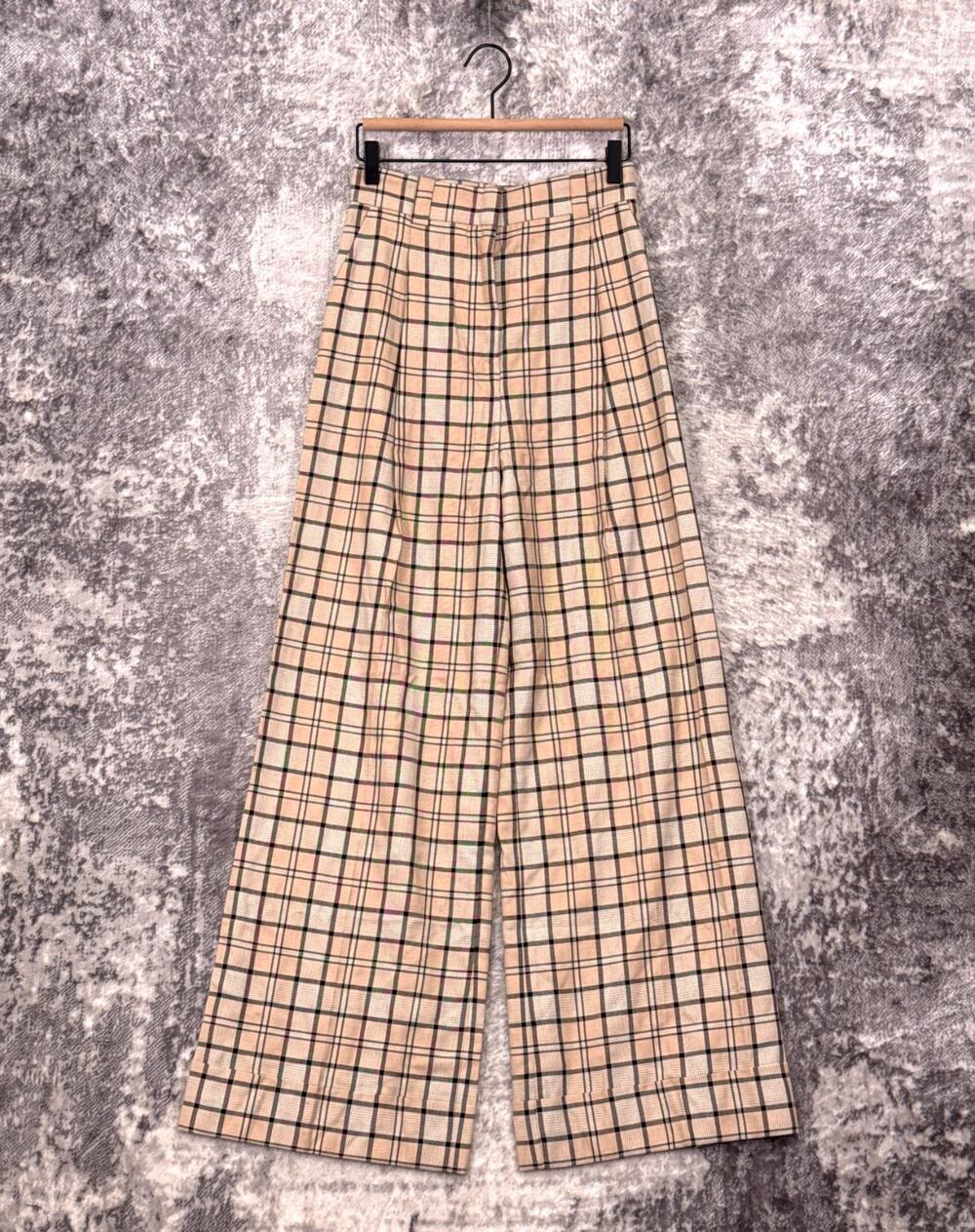 See By Chloe Pants 36 / US 4 Womens Check Plaid Wide Pleated Trouser Woven